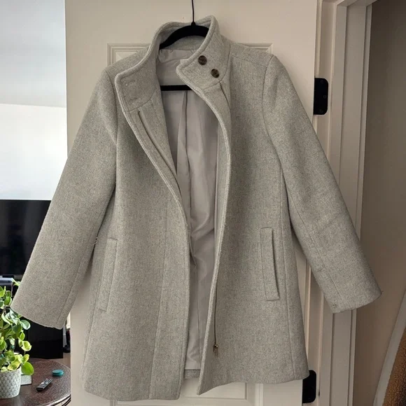 J. Crew Wool Blend Gray Pea Coat - Picture 3 of 6